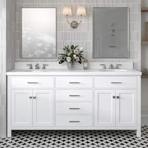 Bristol 72 in. W x 21.5 in. D x 34.5 in. H Double Freestanding Bath Vanity Cabinet without Top in White