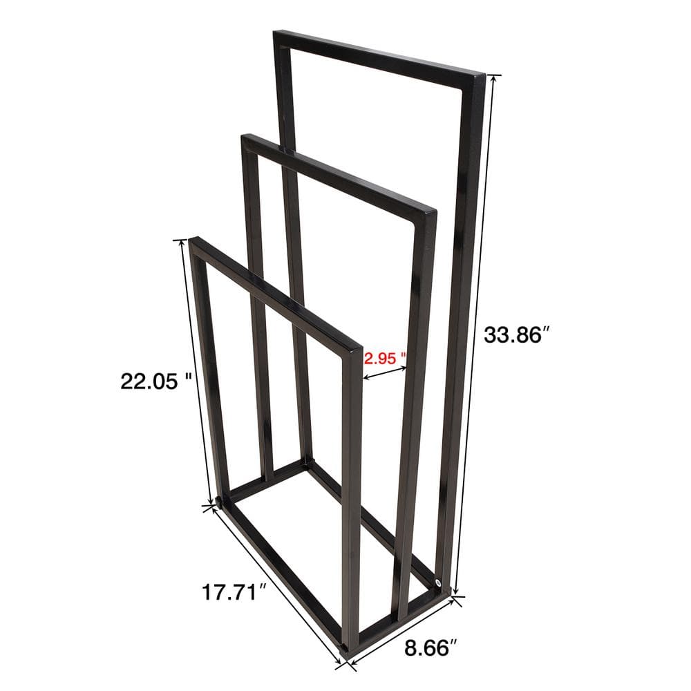 Black Metal 3-Tier Freestanding Towel Rack Holder