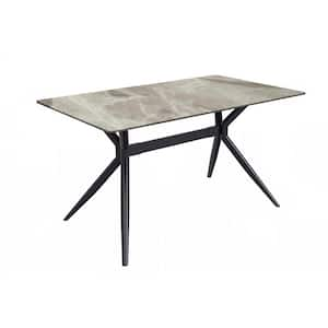 Elega in Deep Grey Sintered Stone 71 in. Rectangular Top and Durable Stainless Steel 4 Legs Base Dining Table Seats 10