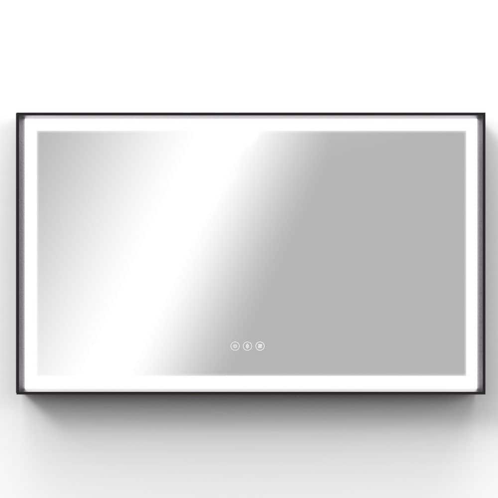 60 in. W x 36 in. H Rectangular Black Framed LED Lighted Antifog Dimmable Wall Mount Bathroom Vanity Mirror in Black price history on PriceWatchPro