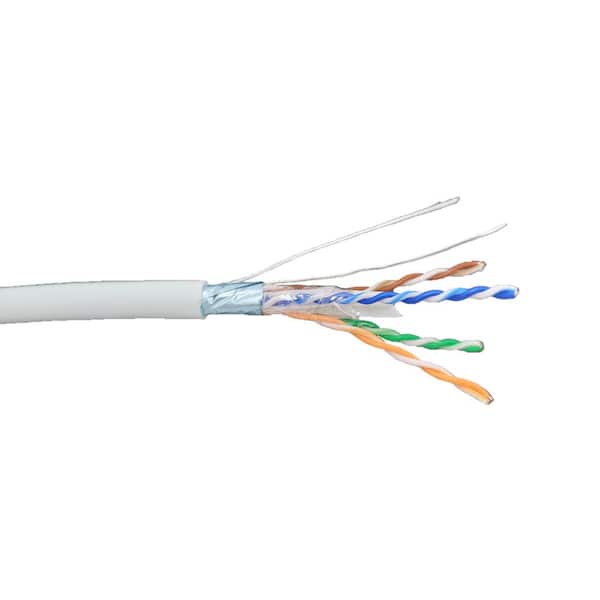 500 Feet CAT 6A Solid/Shielded (F/UTP) CMR Riser Bulk Ethernet Cable (White) With 20 pcs of Shielded Modular Connectors