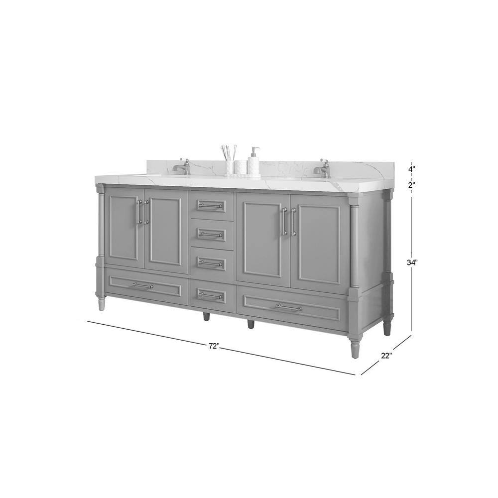 Hudson 72" Hale Blue Double Sink Vanity with Carrara Marble Top