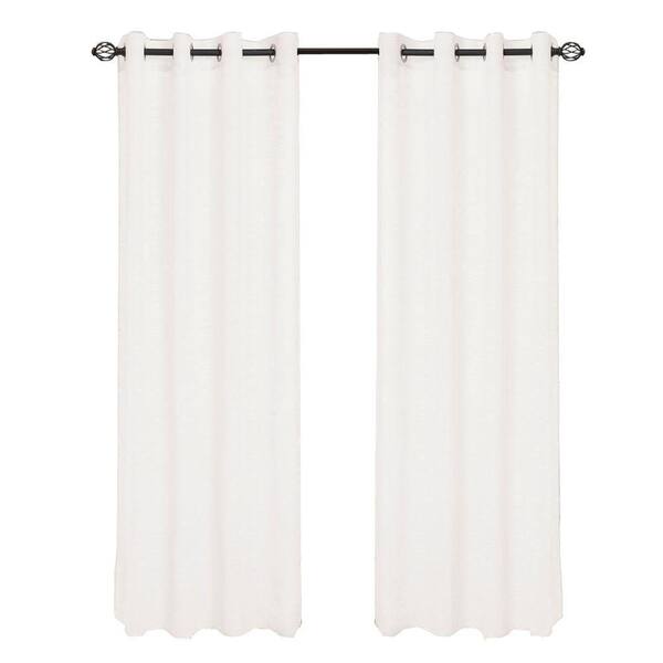 Lavish Home White Mia Jacquard Grommet Curtain Panel, 95 in. Length