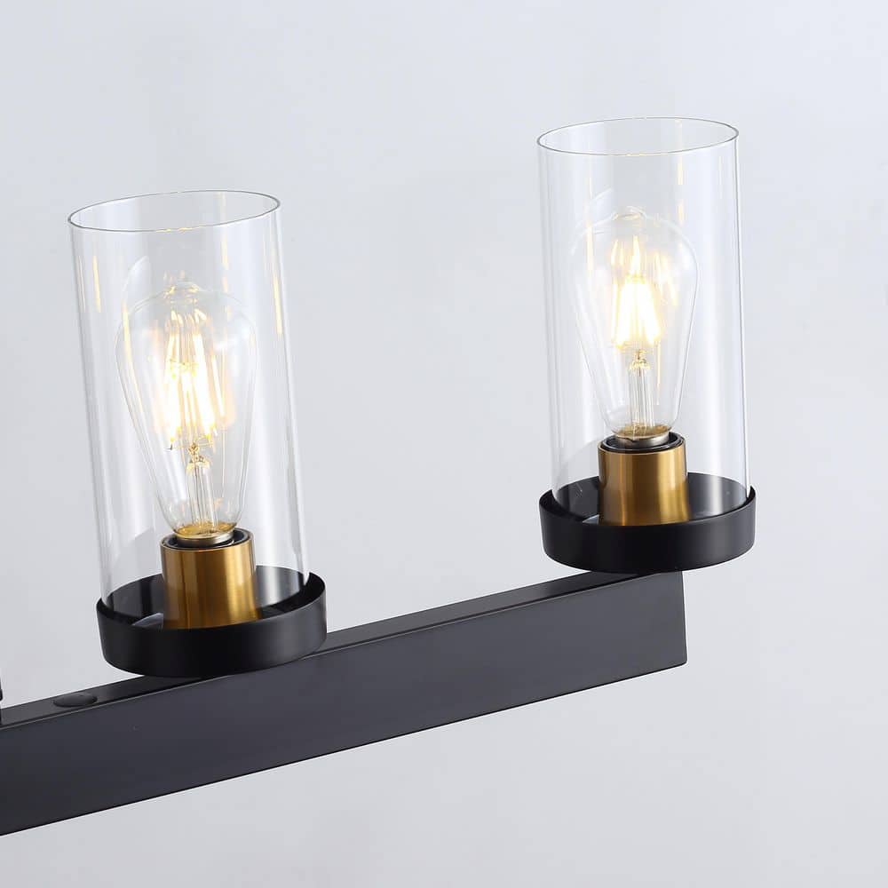 Matte Black 5-Light Glass Shade Kitchen Island Pendant