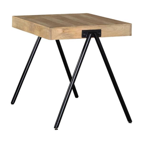 Benjara 22 in. Brown, Wood Square Wood Top End Table