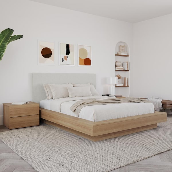 QUEENS NEWBROWN ヘナカラー 3袋set Harper & Bright Designs Button-Tufted Beige Wood Frame Queen