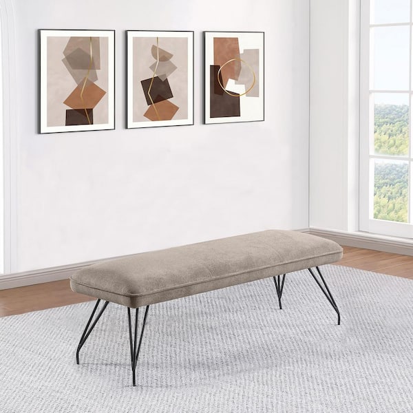 Dodson Taupe Dining Bench with Upholstered Seat 57.75 in .