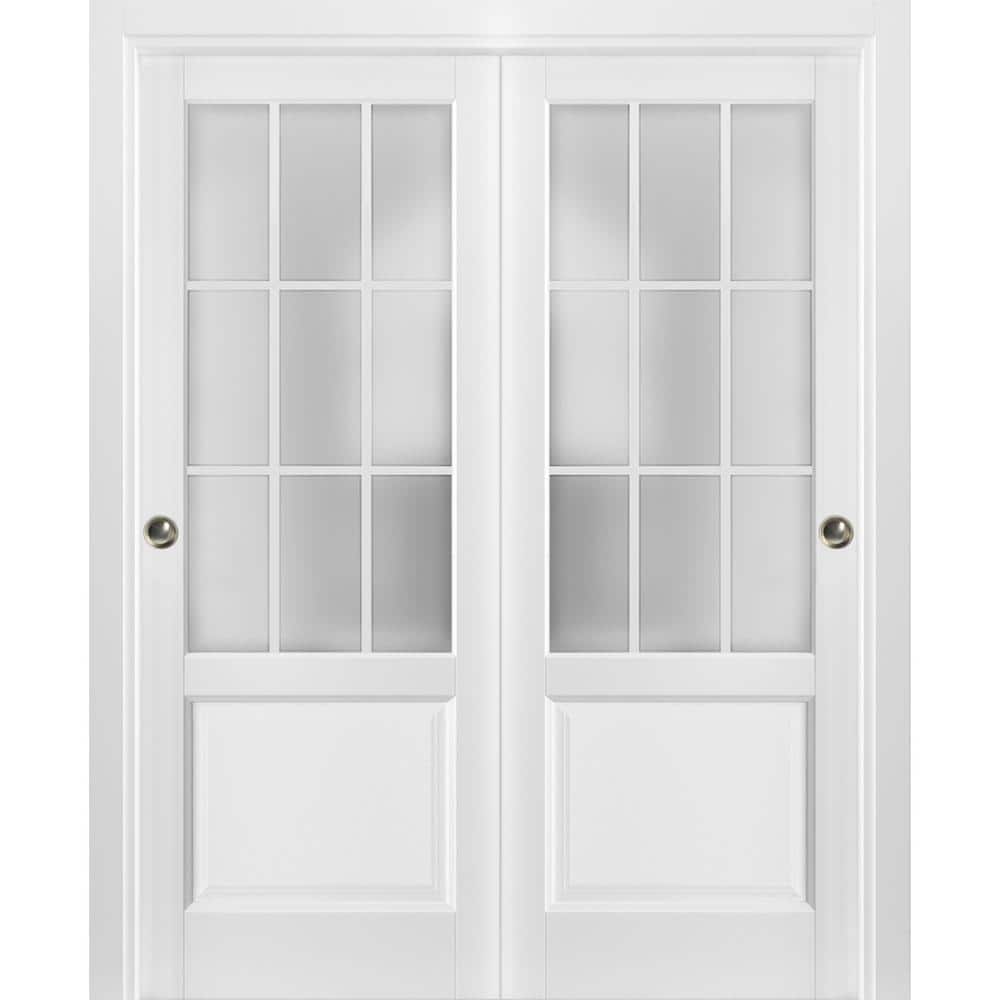 Sartodoors 3309 60 in. x 84 in. 3/4 Lite Frosted Glass Matte White ...