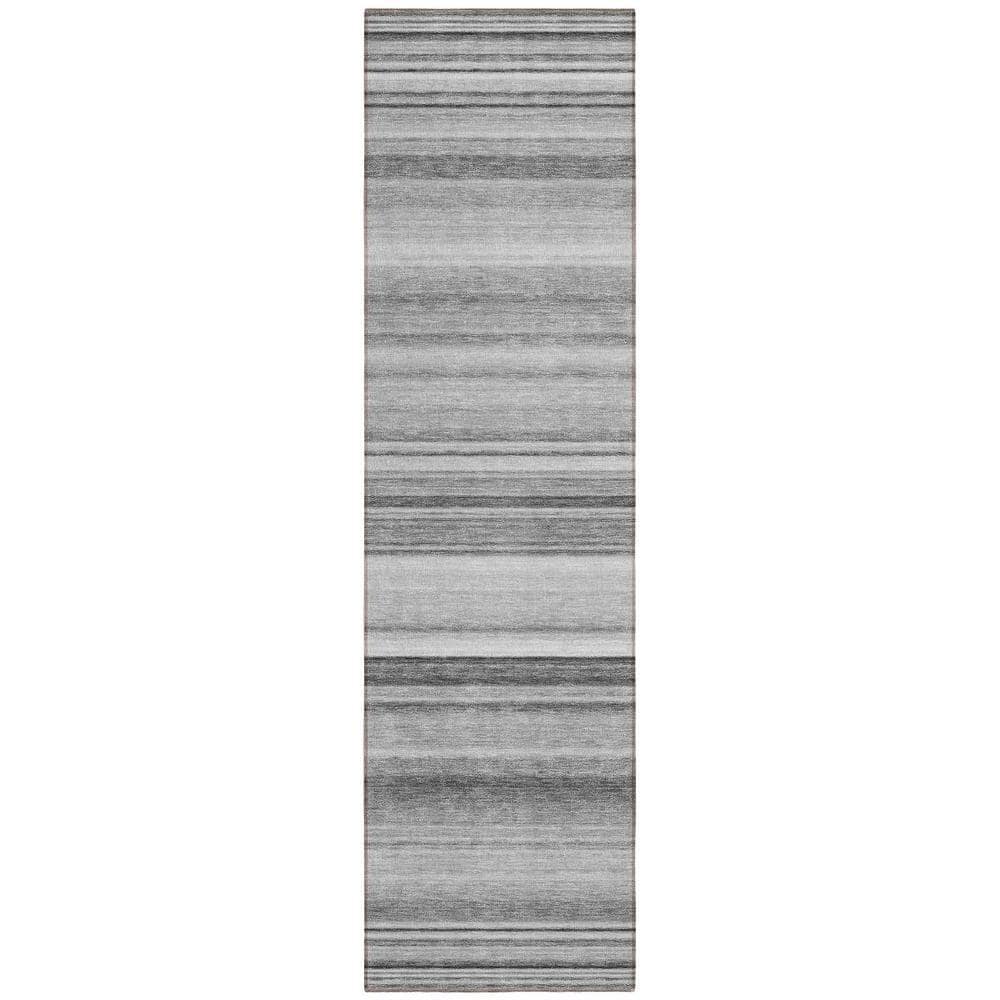 Gray 2 ft. x 8 ft. Woven Striped Polyester Runner Indoor/Outdoor Area Rug price history on PriceWatchPro