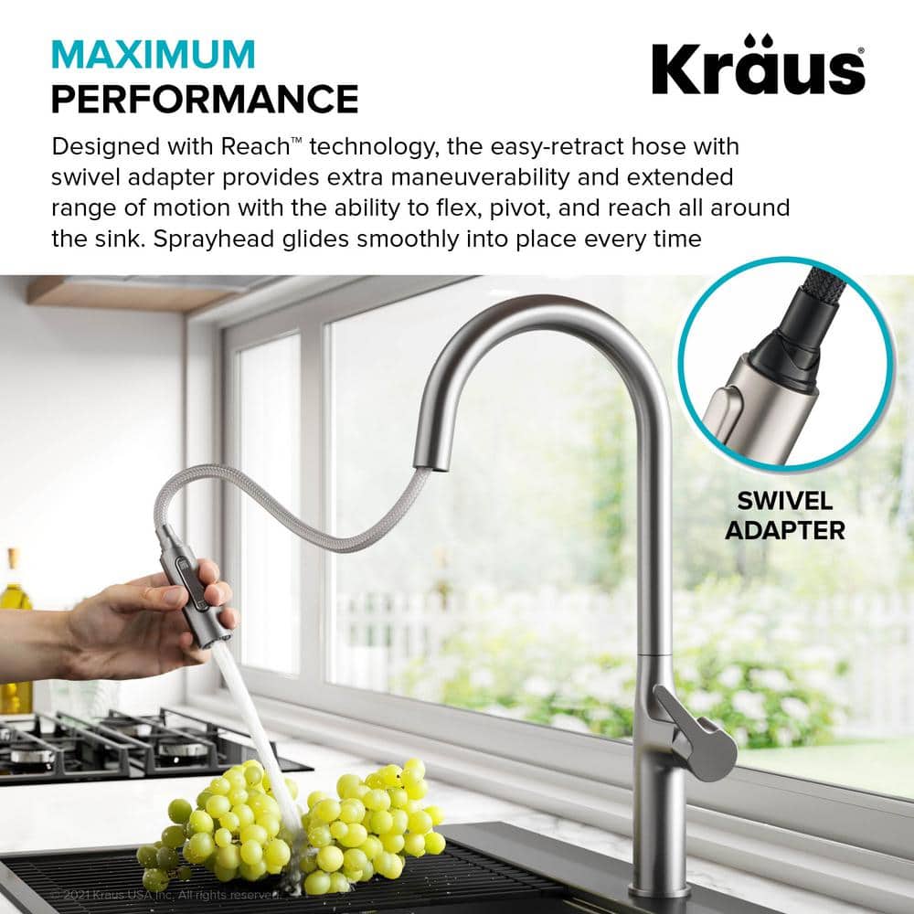Tall Stainless Steel Pull-Down Kitchen Faucet with Spray