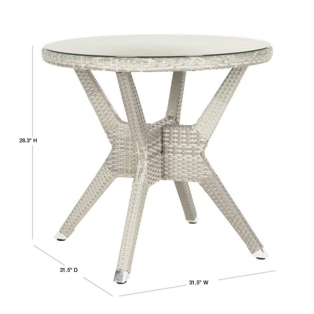 Langer Gray Round Wicker and Glass Dining Table