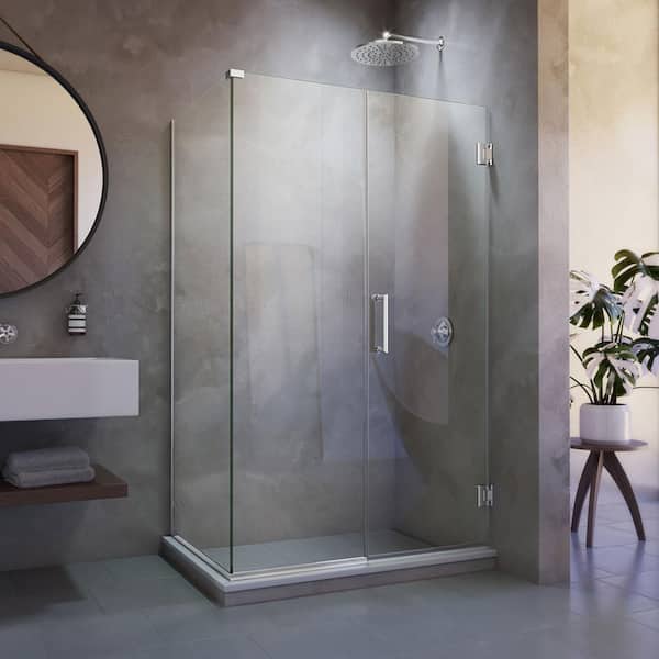 DreamLine Unidoor Plus 45.5 in. W x 34-3/8 in. D x 72 in. H Frameless Hinged Shower Enclosure in Chrome