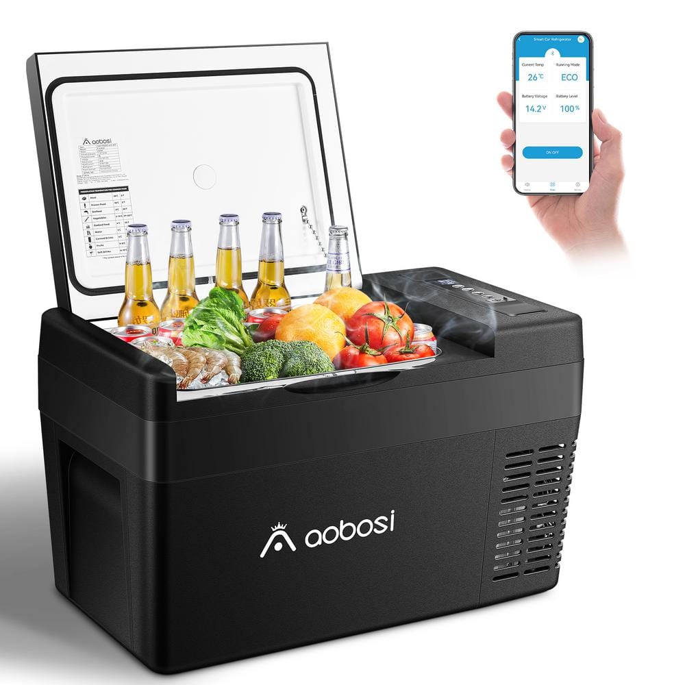 Aaobosi 0.88 cu. ft. Outdoor Refrigerator Portable MIni Freezer -4°F - 68°F with App Control Car Fridge, Black -  UL-C25W