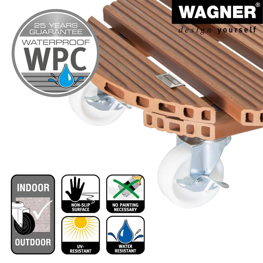 15.1" Terra Cotta Wood Plastic Composite Round Plant Caddy