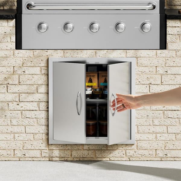 Double Outdoor Kitchen Door 24 in. W x 24 in. H BBQ Access Door Stainless Steel Flush Mount Door