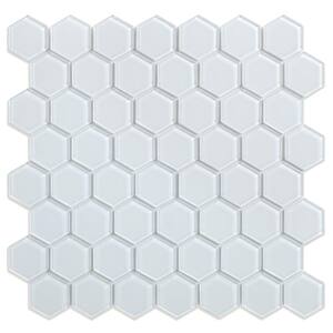 Sea Breeze White 11.51 in. x 11.06 in. x 5mm Glass Peel and Stick Wall Mosaic Tile (0.88 sq. ft./Each)