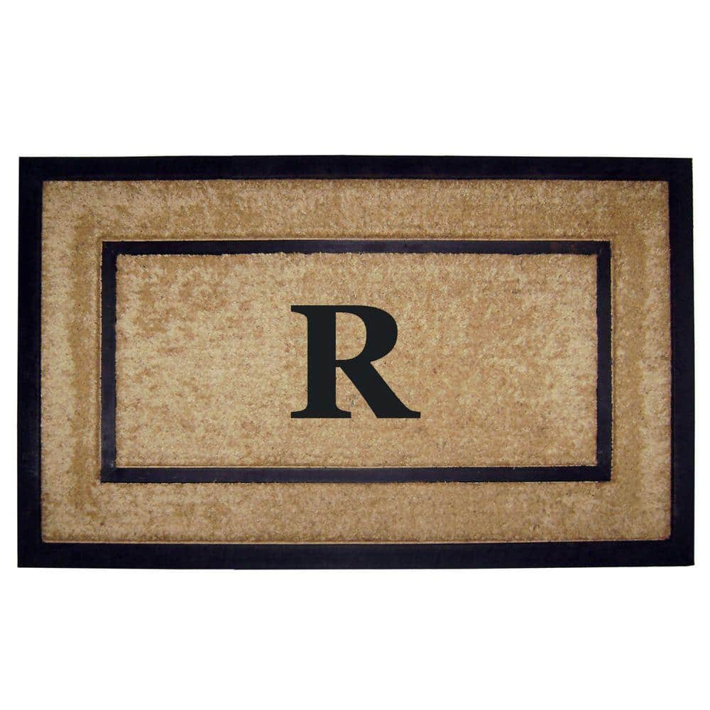 Heavy Duty Brown 22 in. x 36 in. Rubber Coir Single Picture Frame Monogrammed R Indoor Outdoor Door Mat price history on PriceWatchPro