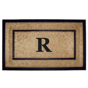 DirtBuster Single Picture Frame Black 22 in. x 36 in. Coir with Rubber Border Monogrammed R Door Mat