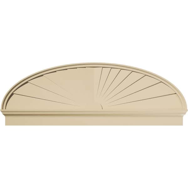 Ekena Millwork 66-in W x 23-3/8-in H x 2-3/4-in P Elliptical Sunburst Signature Urethane Combination Pediment, Primed Tan