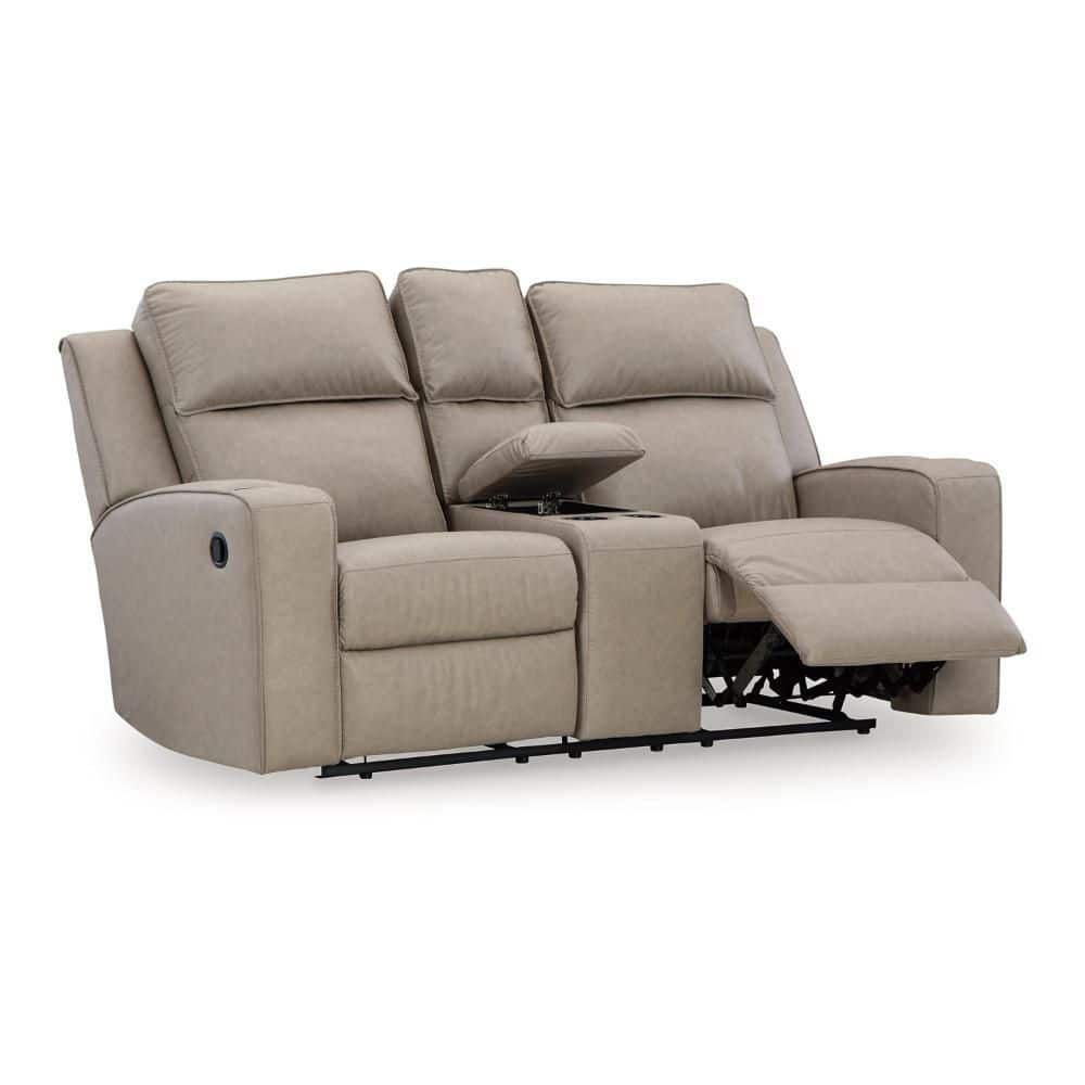 Livie Pebble Beige Gray Faux Leather Glider Recliner Manual Loveseat price history on PriceWatchPro