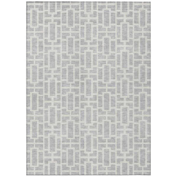 Addison Rugs Chantille Machine Washable Indoor/Outdoor Abstract ACN916 Silver 8 ft. x 10 ft. Area Rug