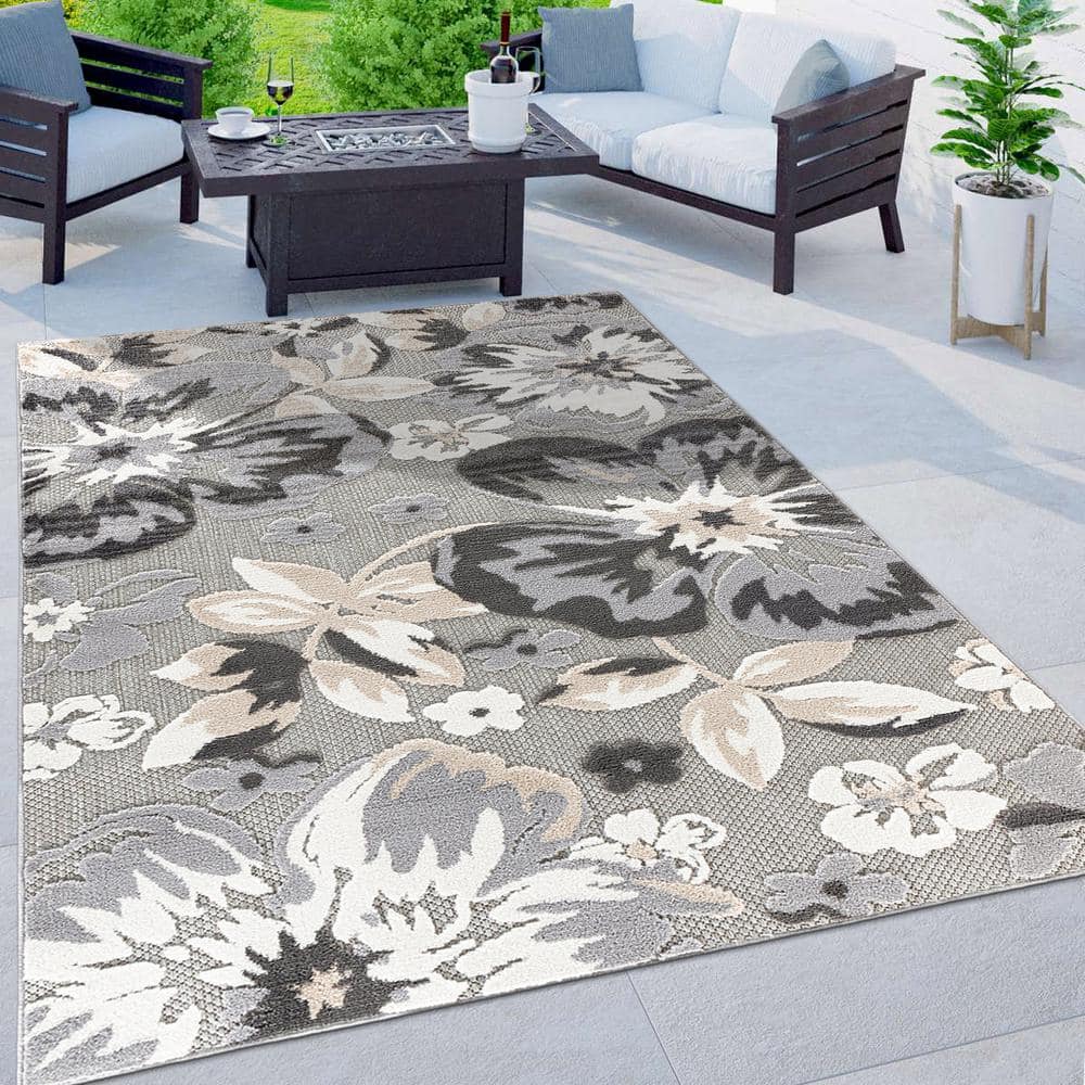 Bergamo Contemporary Floral Gray 9 ft.  x  12 ft.  Area Rug price history on PriceWatchPro