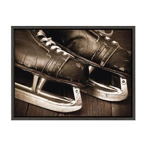 Sylvie "Vintage Brown Leather Hockey Skates" by Saint and Sailor Studios 24 in. x 18 in. Sports Framed Canvas Wall Art