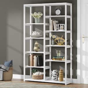 Earlimart 70.9 in White Engineered Wood 10 Shelf Modern Etagere Bookcase with Storage Shelf