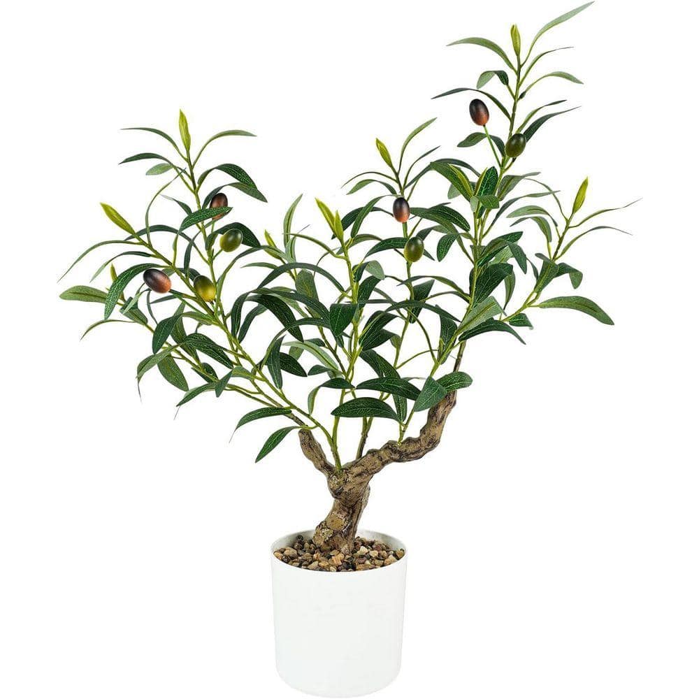 2ft Artificial Olive Tree Indoor Faux Plant with Natural Trunk and ...