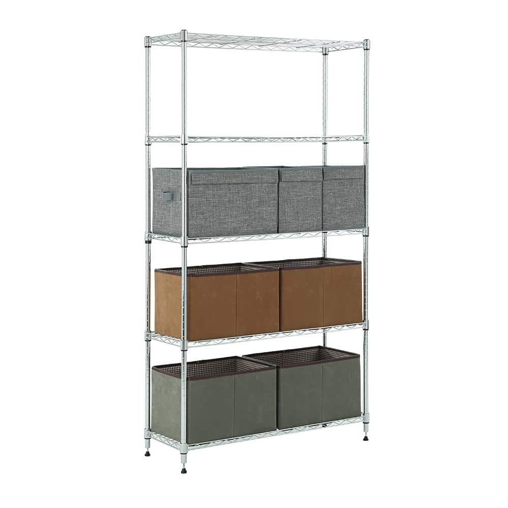 Adjustable Chrome 5-Tier Wire Shelving Unit
