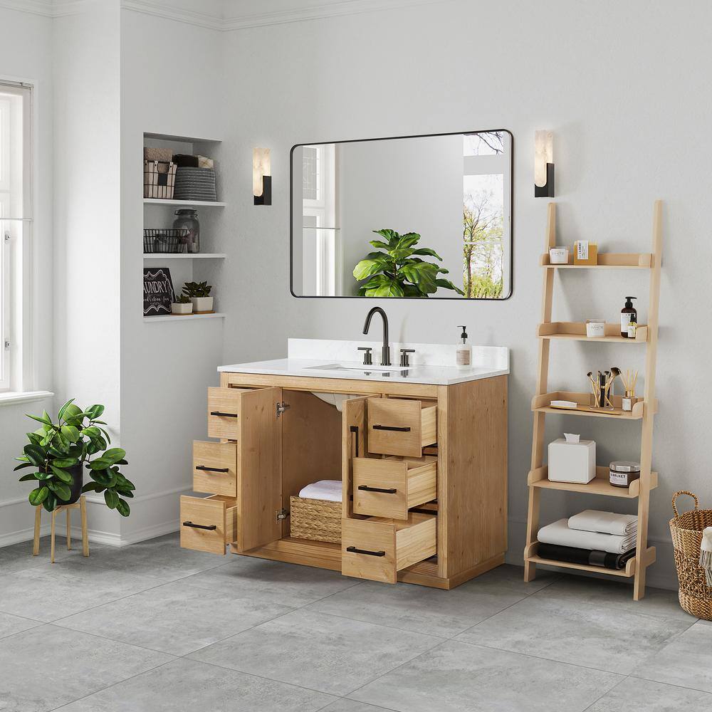 Bellavia 48" Weathered Fir Vanity with Engineered Stone Top and Mirror