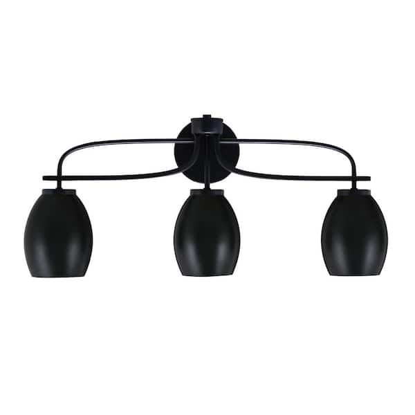 Unbranded Olympia 26.25 in. 3-Light Matte Black Vanity Light