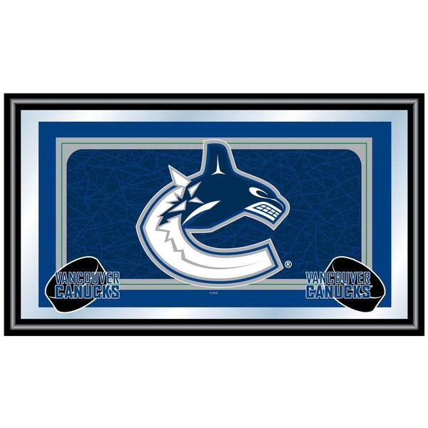 Trademark NHL Vancouver Canucks Logo 15 in. x 26 in. Black Wood Framed Mirror