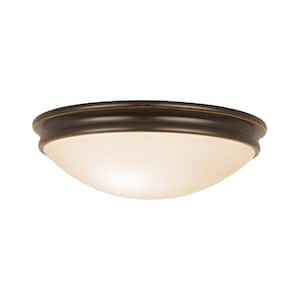Atom 1-Light Oil Rubbed Bronze Flush Mount with Opal Glass Shade