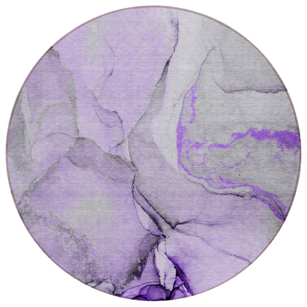 Chantille ACN506 Purple 8 ft. x 8 ft. Round Machine Washable Indoor/Outdoor
