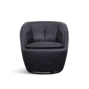 Edwin Blue Leather Barrel Swivel Chair
