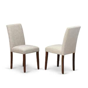 Natural, Classic Parson Chairs - Doeskin Linen Fabric Padded Dining Chairs, Set Of 2