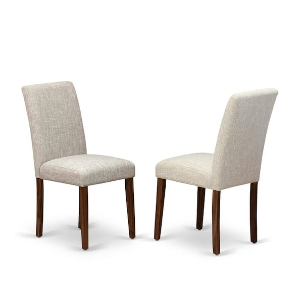 East West Furniture Natural, Classic Parson Chairs - Doeskin Linen Fabric Padded Dining Chairs, Set Of 2