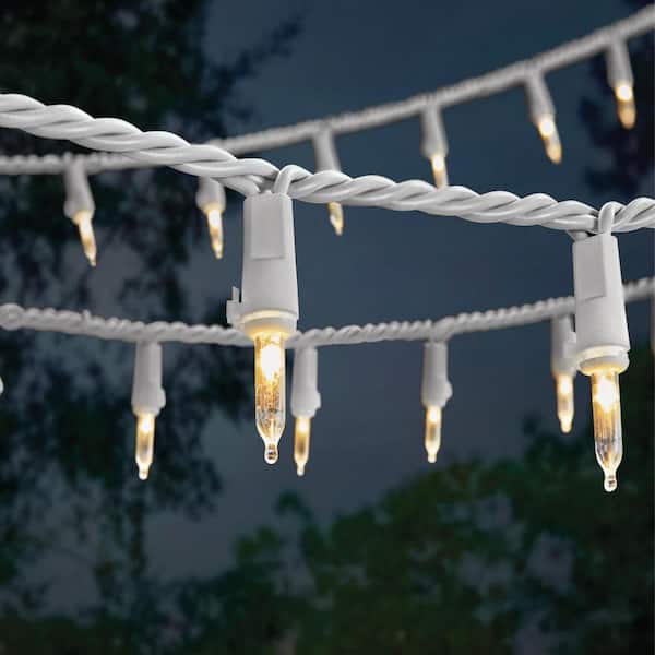 100-Count Warm White LED Lights with White Wire