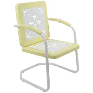 35 in. Square Outdoor Retro Tulip Armchair Yellow and White