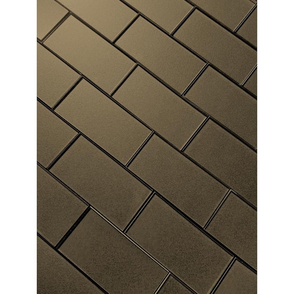Forever Bronze 3 in. x 6 in. Glossy Glass Subway Wall Tile (14 sq. ft./Case)
