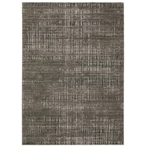 Newcastle Charcoal/Gray 10 ft. x 13 ft. Geometric Gridwork Distressed Abstract Polyester Indoor Area Rug