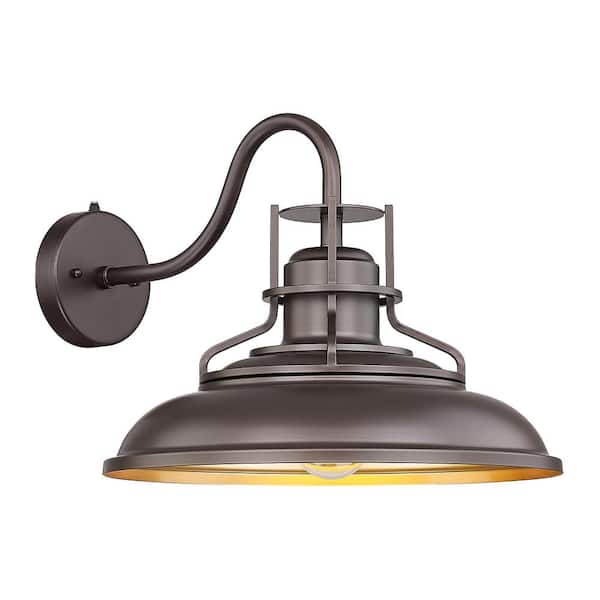 JAZAVA 18 in. Oil Rubbed Bronze Dusk to Dawn Outdoor Barn Light Waterproof Wall Sconce Light with No Bulbs Included