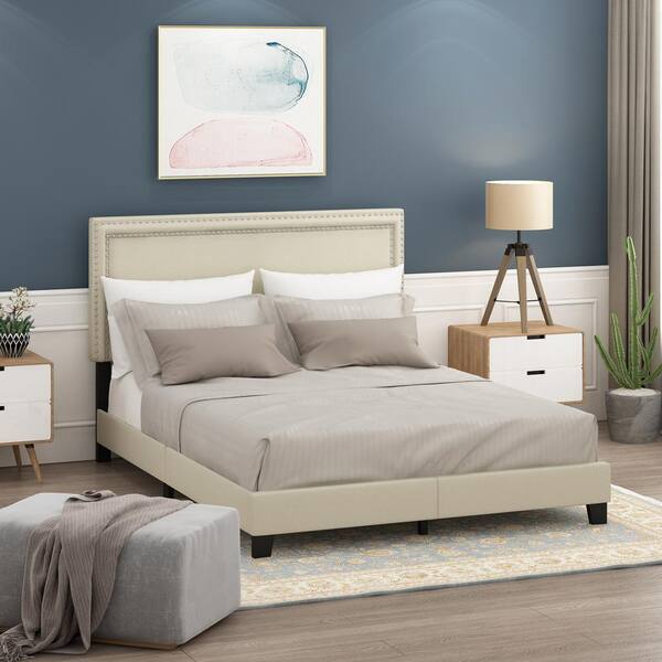 Modern Wood Queen Size Bed Frame, Amolife Wood Velvet Queen Bed Frame With Curved Upholstered Headboard