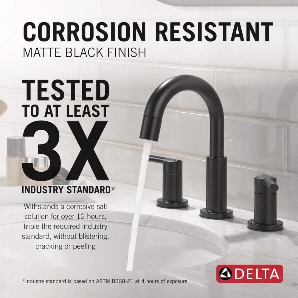 Matte Black Double Handle High Arc Widespread Bathroom Faucet