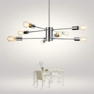 8-Light Chrome Modern Sputnik Chandelier Pendant Lighting Industrial Light Fixture for Living Room Dining Room