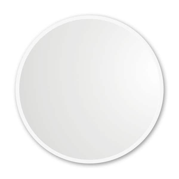 better bevel 24 in. x 24 in. Rubber Framed Round Single Mirror in White