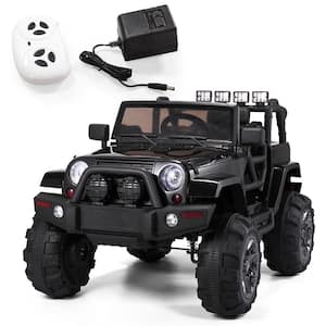 12-Volt Kids Ride On Truck Battery Powered Car with Remote Control MP3 Music LED Lights, Black