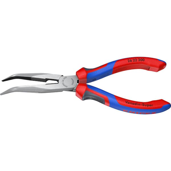 KNIPEX 8 in. Angled Long Nose Pliers with Cutter and Dual