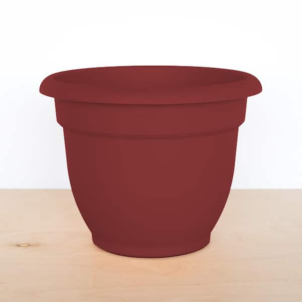 Ariana 13 in. Burnt Red Plastic Self-Watering Planter